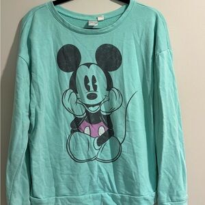 Disney Mickey Mouse Teal Sweatshirt pullover vintage Mickey